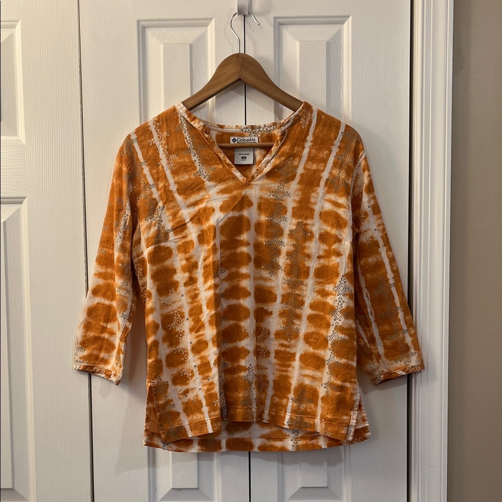 Vibrant Orange Tie-Dye Blouse